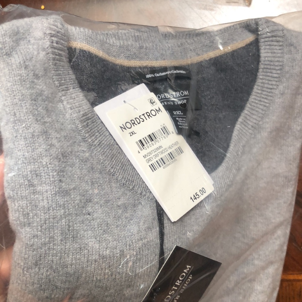 Nordstrom Cashmere Crewneck Sweater, Size 2XL - Grey - Picture 9 of 9